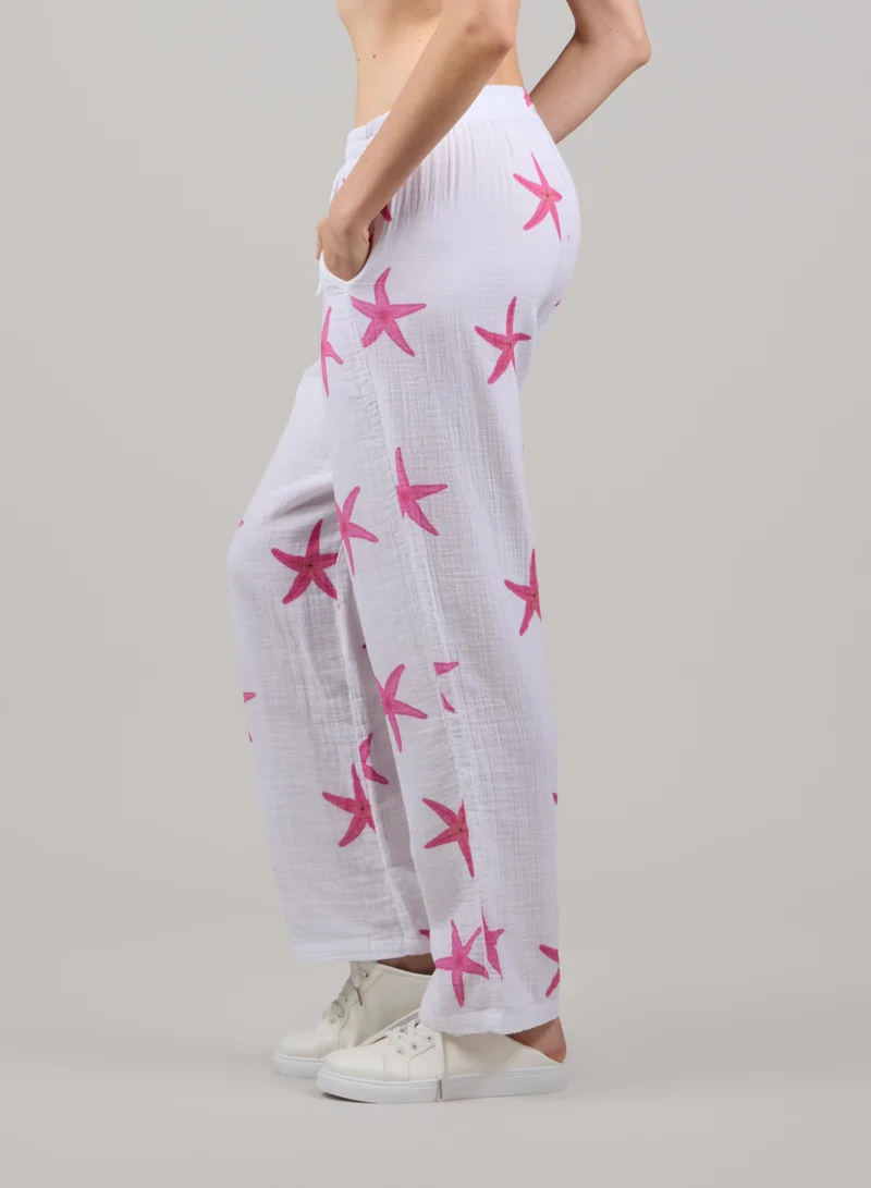 Just Nature White Relaxed Straight-Leg Trousers for Women | Best Price UAE